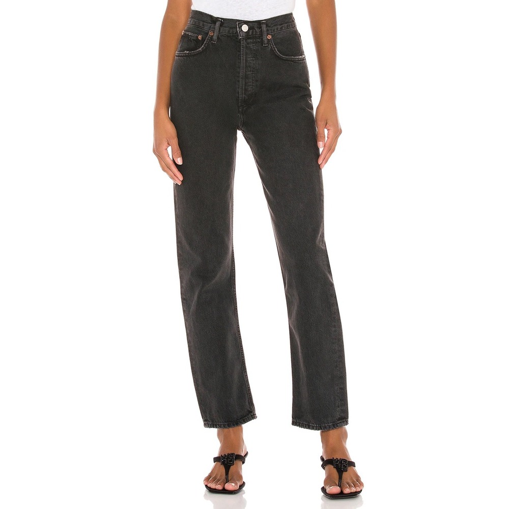 Agolde 90's Pinch Waist High Rise Straight Jeans Black Tea 23 Retro Denim Fall